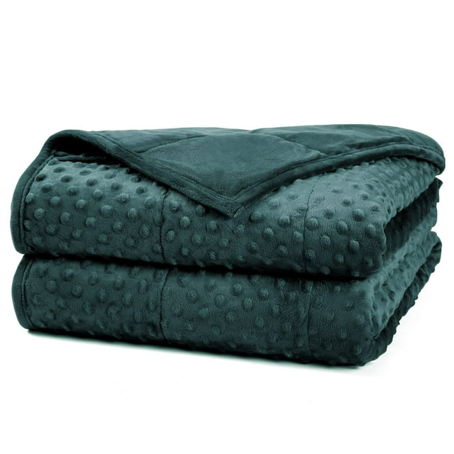Alomidds Weighted Blanket for Adults (60"x80",15lbs Queen Size - Green), Cooling Breathable Soft and Comfort Minky, Heavy Blanket with Glass Beads