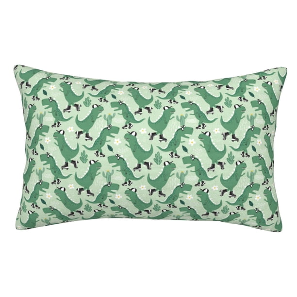 Balery Dinosaurs on Roller Skater Funda de Cojín Estampada, Regalos para Mujeres, Regalos de Amor para Ella, Regalos para Novia o Esposa, Funda de Almohada-16"x24"