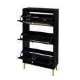 thumbnail image 3 of TOPCOMFY Rattan 3-Door Shoe Rack, Freestanding Modern Shoe Storage Cabinet for Entryway, Black, 3 of 5