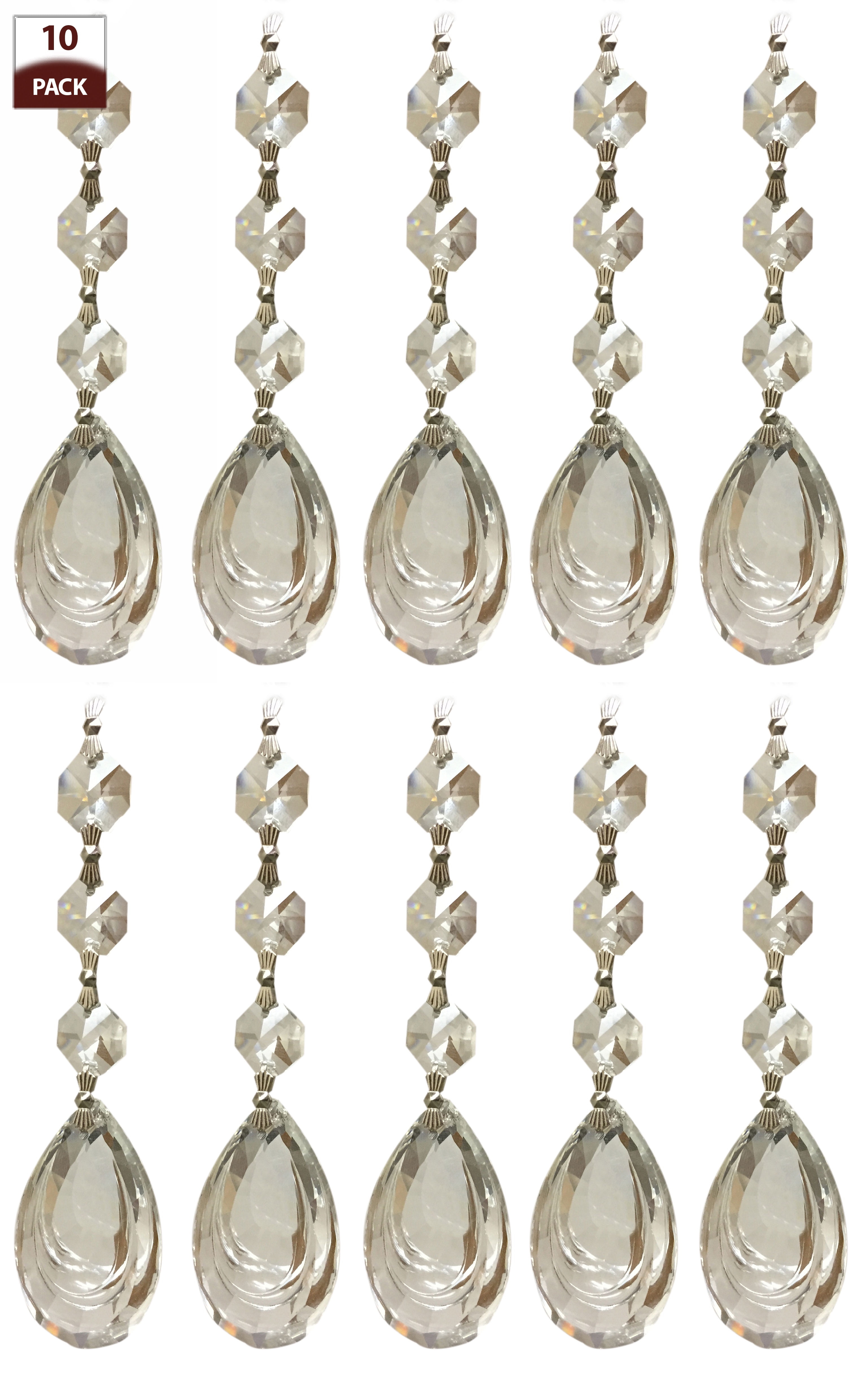 Royal Designs 10 Pack Chandelier Replacement Crystal Prisms Clear