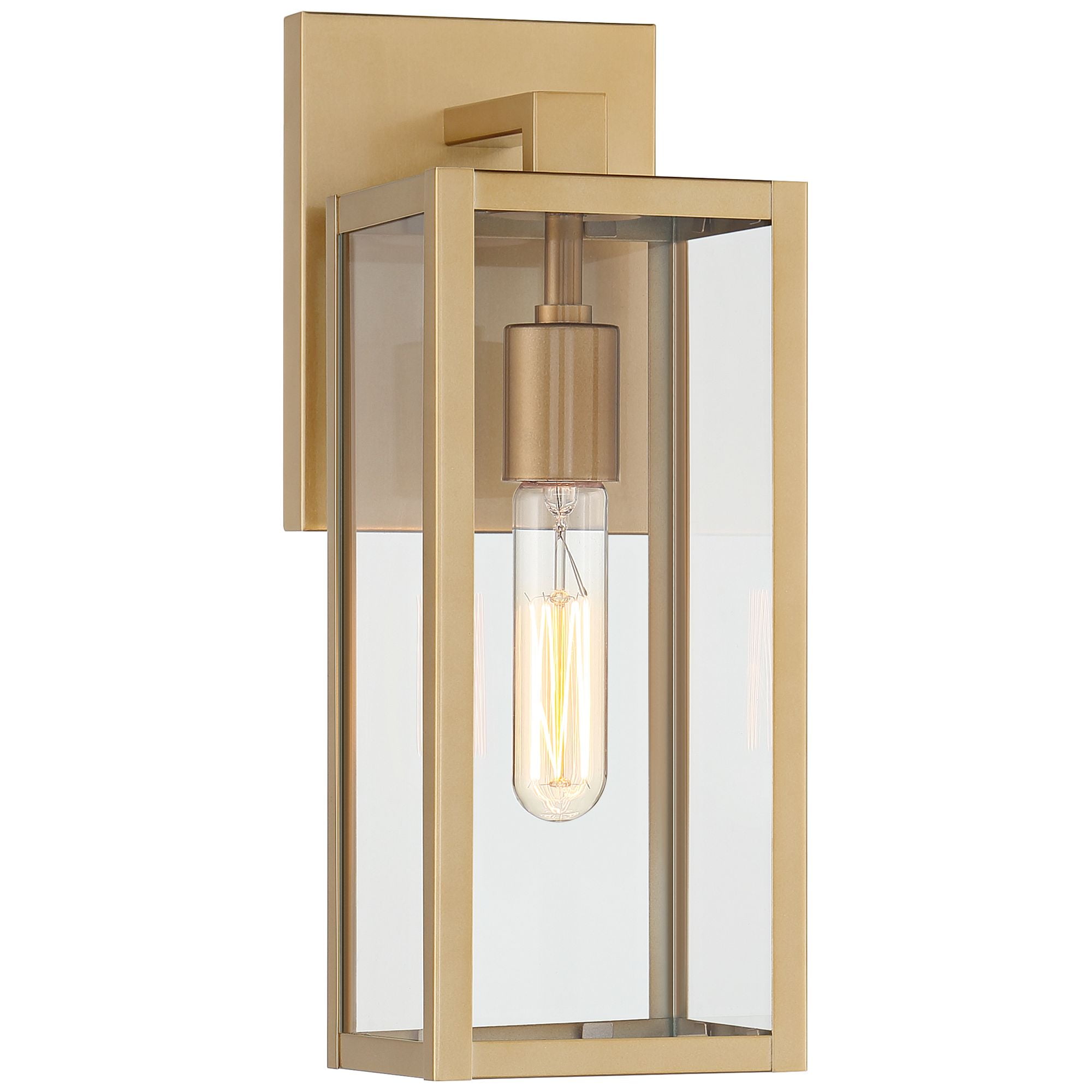 John Timberland Modern Outdoor Wall Light Fixture Soft Gold 14 1/4" Clear Glass for Exterior Barn Deck House Home Porch Yard Patio