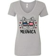 thumbnail image 3 of Inktastic 4th of July Meowica Cat in Flag Sunglasses Women's V-Neck T-Shirt, 3 of 5