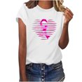 thumbnail image 1 of HongQid Cancer Shirt for Women Breast Cancer T-Shirt Shirts Pink Shirt Ribbon Short Sleeve Tee Tops, 1 of 7