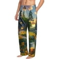 thumbnail image 6 of Sigee Cozy Cottage Lakeside Sunset print Men's Pajama Pants Lounge Sleep Bottoms with Elastic Waistband and Pockets-X-Large, 6 of 6