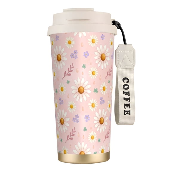 Daisy Tumbler 18oz Romantic Rose & Daisy Collage, Leak-proof Christmas Gift for Women