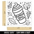 thumbnail image 2 of Pumpkin Spice Latte Coffee Autumn Leaves Self-Inking Rubber Stamp Ink Stamper - Purple Ink - Small 1 Inch, 2 of 7