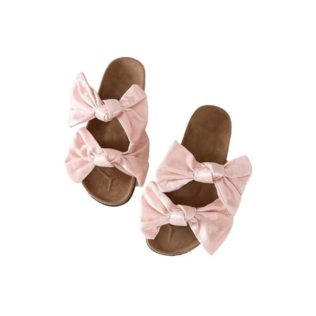 

LUXUR Womens Ladies Platform Bow Sliders Slip On Slides Wedge Summer Sandals Shoe Size