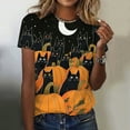 thumbnail image 2 of felwors Plus Size Halloween T Shirt Women Funny Graphic Print Fall Short Sleeve Tee Tops Orange, L, 2 of 7