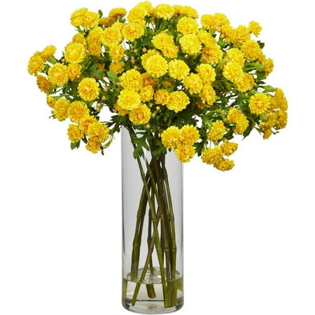 - Nearly Natural Japanese Silk Flower Arrangement, Yellow