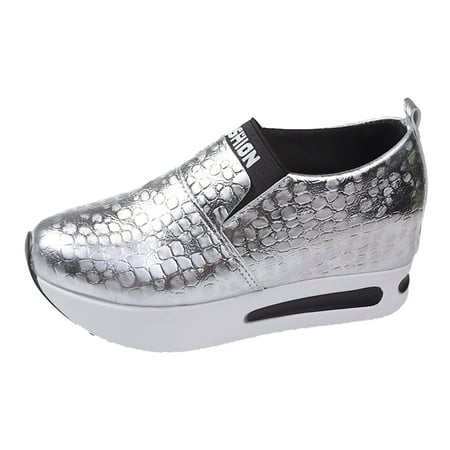 

Women s Fashion Leather Pressed Thick Soled Casual Slip On Shoes