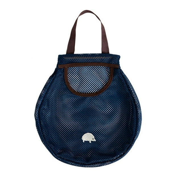Fruit Storage Bag Mesh Hanging Vegetable Organizer Hollow Storage Bag Flexible Kitchen Storage Bag, Blue