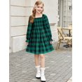 thumbnail image 4 of Arshiner Girls A-Line Dress Long Sleeve Smocked Skater Fall Winter Elegant Dress with Pockets, 4 of 4