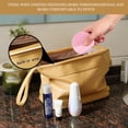 thumbnail image 3 of Bolsa de maquillaje Abiudeng de doble capa, cuero de viaje, color amarillo, 3 of 7