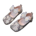 thumbnail image 4 of Girls Flower Girl Shoes, Rhinestone Crystal Mary Janes with Pearl Strap for Weddings & Birthdays Gold B 13, 4 of 9
