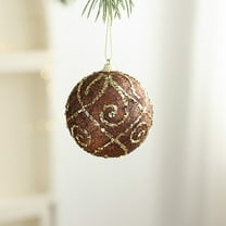 Deeceymbur Foam Christmas Balls Coffee Brown Glitter Ornaments Shatterproof Hanging Decor for Xmas Tree Holiday Decoration