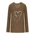 thumbnail image 6 of Women's Heart Printed Ribbed Knit T-Shirt Long Sleeve Loose V Neck Tunic Tops Dressy Ruched Side Business Casual Blouse, 6 of 8