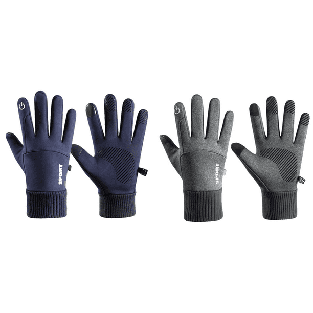 Guantes térmicos para bicicleta con pantalla táctil, guantes con dedos completos para hombres y mujeres (azul)