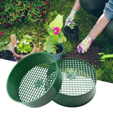 2Pcs Garden Sieve Composy Soil Sand Green Stone Mesh Soil Sieve Small Gravel