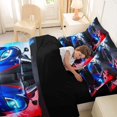 thumbnail image 4 of Castle Fairy Sports Car Bedding Comforter Set 7 Pieces for Boys, Smoke Splash Art Full Bedding Set for Bedroom, Blue Red,Black Reversible, 4 of 7