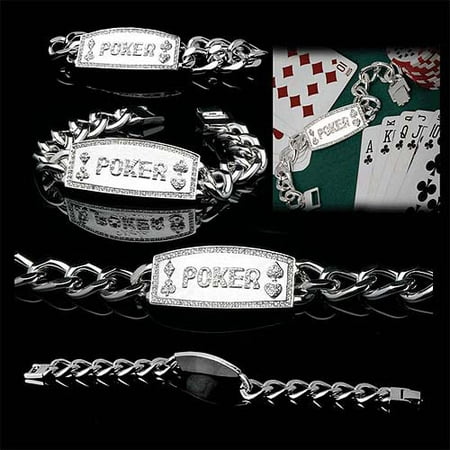 Trademark Poker Silver Link Non-Engraved Poker Bracelet