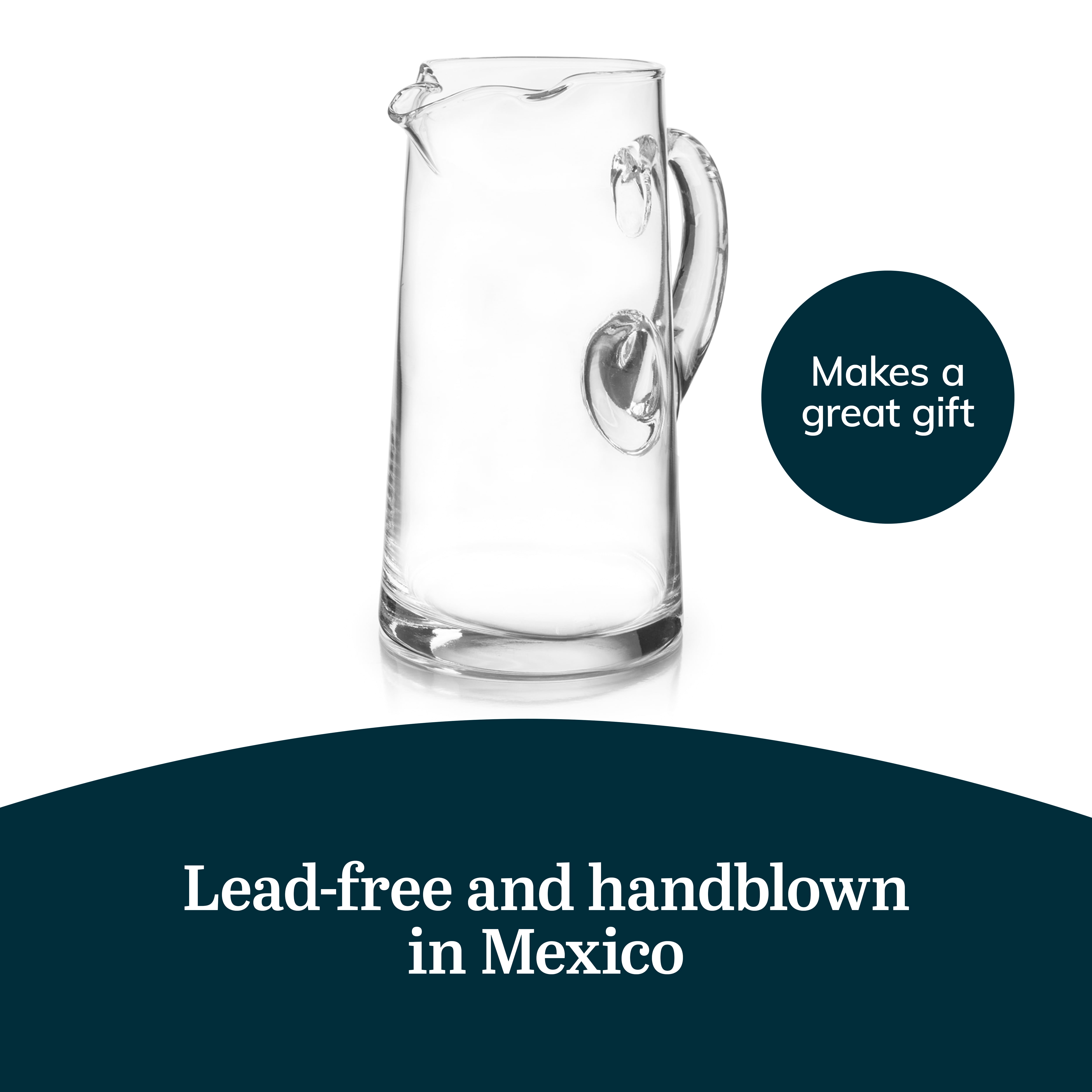 Libbey Cantina Clear Glass Pitcher, 90 Oz, Modern, Elegant Glass Pitcher for Cocktails, Iced Tea & More, Handblown Beverage Serveware for Parties