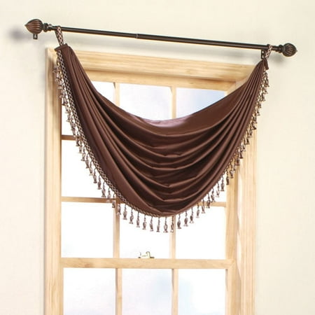 Home Trends Aspen Loop-Top Waterfall Valance, Warm Chocolate