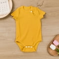 thumbnail image 4 of ShomPort Newborn Girls Boys Knit Romper Tops Solid Color Short Sleeve Jumpsuit Infant Spring Summer Bodysuit Outfit, 4 of 4