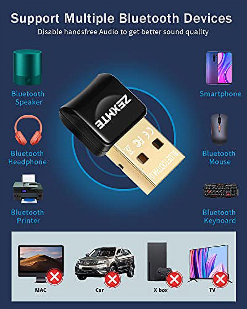 Bluetooth Adapter for PC USB Bluetooth Dongle Bluetooth Receiver Wireless Transfer Compatible with Stereo Headphones Desktop - image 3 of 3