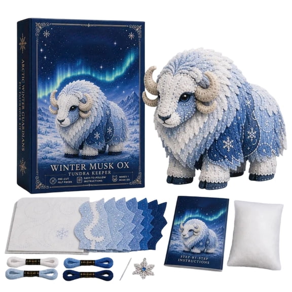 Arctic Winter Guardians DIY Patchwork Kit, Felt Animal Sewing Kit for Beginners, Mythical Creature Sewing Kit with Pre-Cut Materials, Handmade Felt Craft Kit for Home Decor & Creative Gift (G)