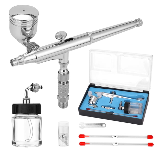 Aerógrafo Professional Airbrush Set Para La Pinta de Arte de Fabricación de Modelos Con G1/8 Adaptador Wrentch 2 Tazas de Fluido 2Needles 2 Boquillas