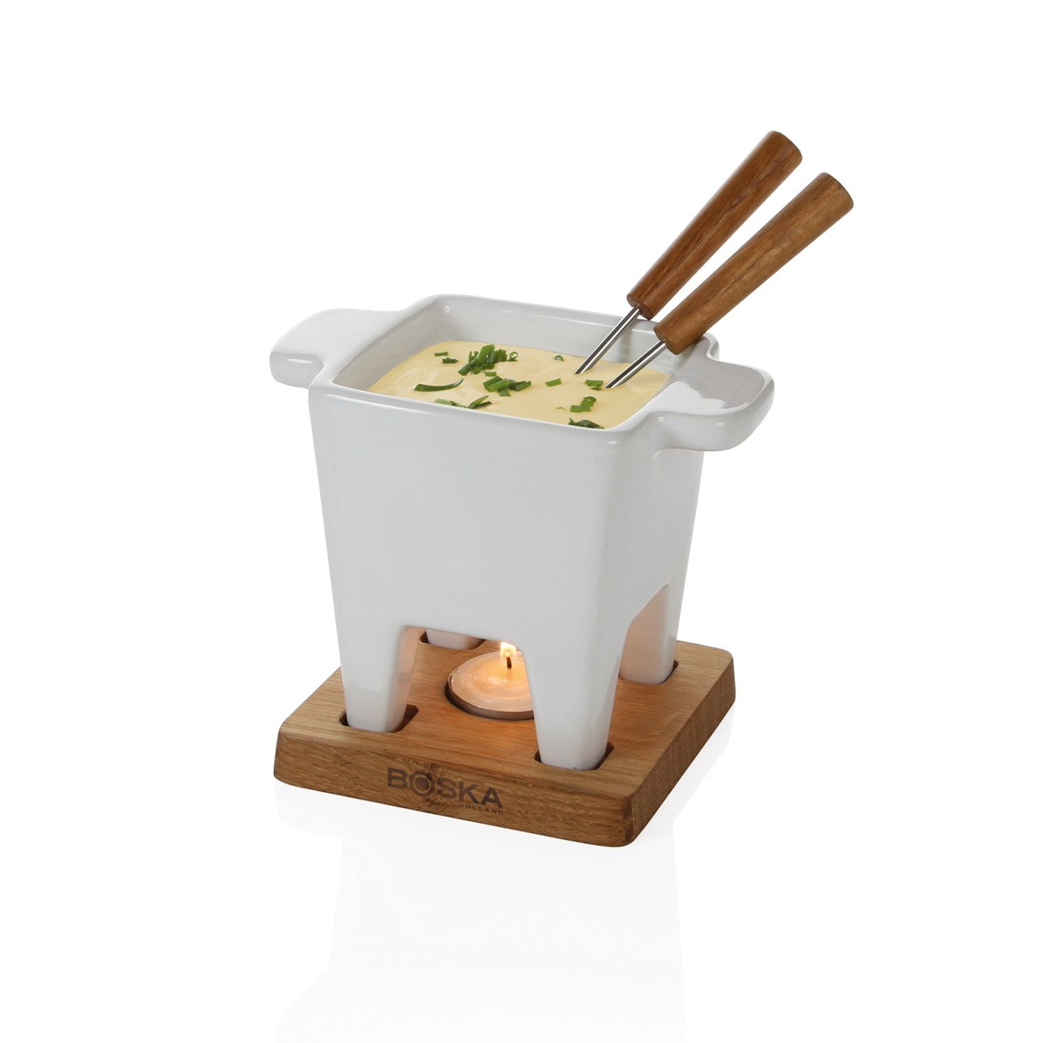 Tealight Cheese & Chocolate Fondue Set Tapas, White | Life Collection by