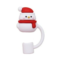 CuiLiyq Christmas Cartoon Straw Covers Cap, 0.39 Inch Cute Silicone Straw Covers, Straw Protectors, Cap Stopper for Reusable Straws Tip Lids (Snowman)