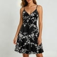 thumbnail image 2 of Women's Spaghetti Strap Summer Floral Vacation Dress, Boho V Neck Sleeveless Swing Wedding Guest Beach Dresses, 2 of 7