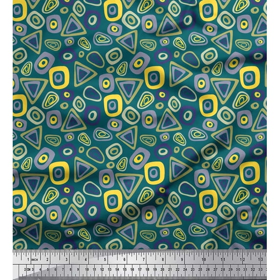 Soimoi Rayon Fabric Geometric Small Printed Fabric 1 Yard 42 Inch Wide
