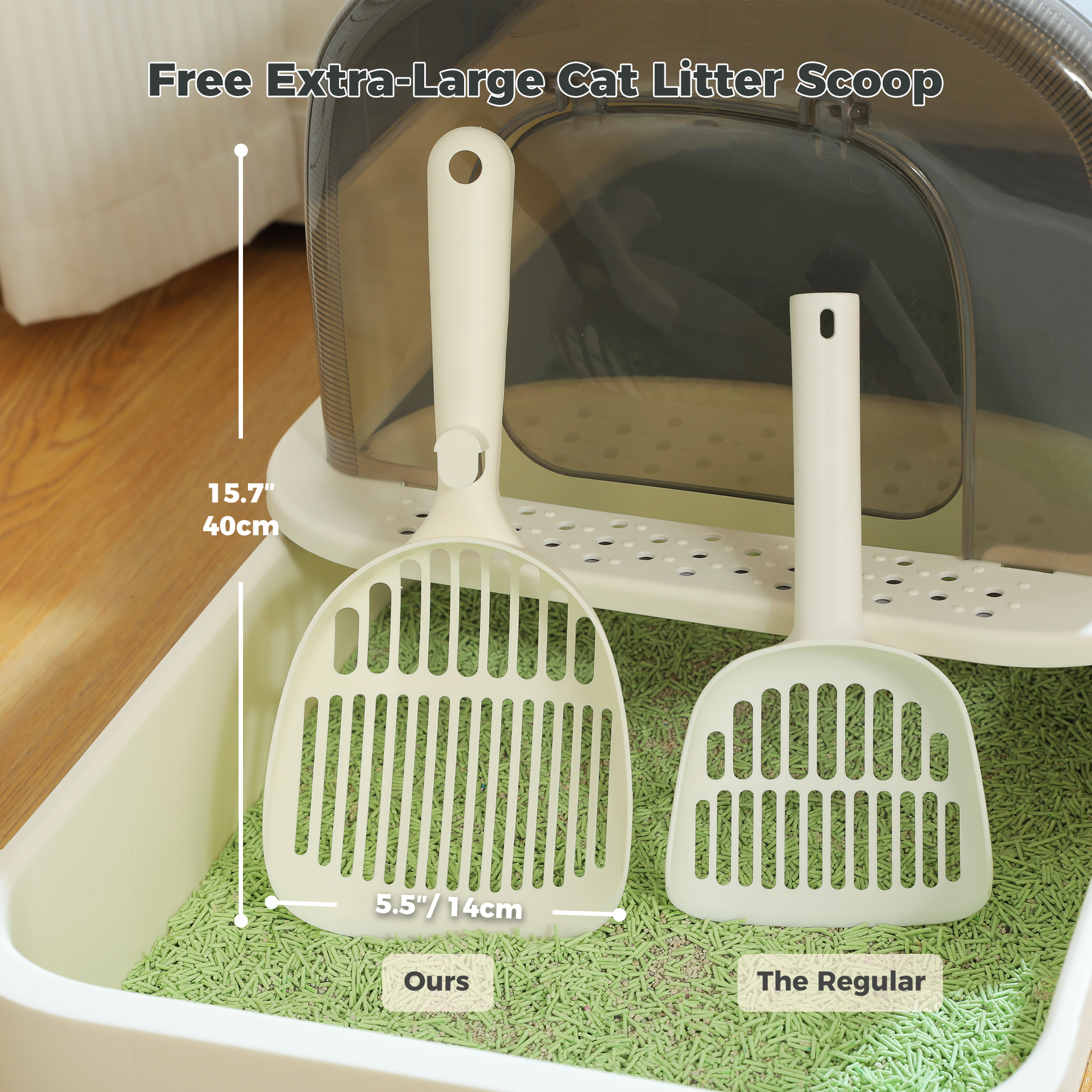 Pawz Road Large Enclosed Cat Litter Box with Scoop Gray photo 2