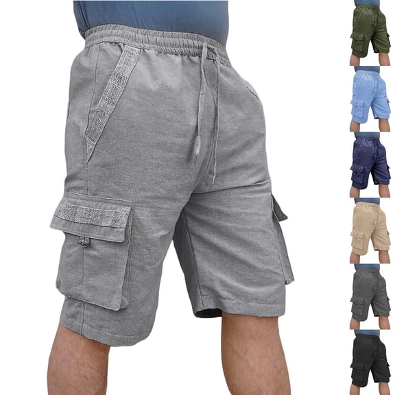 Axiiglly Cargo Shorts for Men Casual Loose Workout Shorts with Pockets Solid Color Summer Outdoor Shorts S-2XL