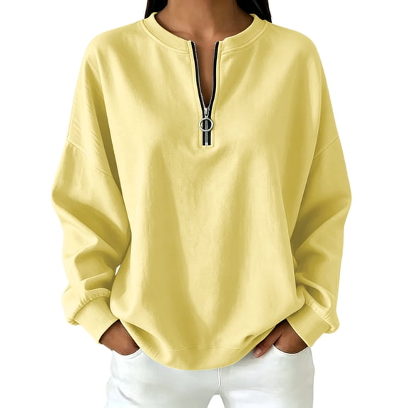 NominalSnug Womens Fleece Sweatshirts with Pockets Half Zip Cotton Pullover Tops Quarter Zipper Hoodies Fall Winter Clothing