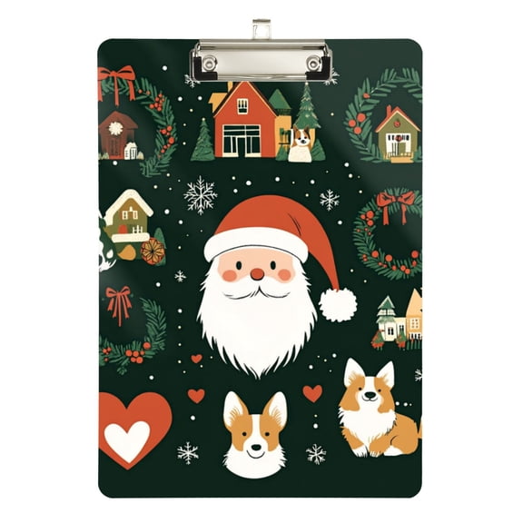 FORMRS Acrylic Clipboard with Low Profile Clip Standard A4 Letter Size, 12.5" x 9", Whimsical Christmas