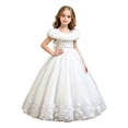 thumbnail image 4 of JAJAHO Girls Sequin Dresses Sparkly Tulle Birthday Princess Party Dress Fuzzy Trim Maxi Ball Gown Flower Girl Dress For Wedding Party Prom 3-12Y, 4 of 9
