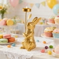 thumbnail image 5 of Golden Bunny Candle Holder, 7.8" Easter Bunny Candlestick Ornament, Holiday Party Supplies for Easter Table, Living Room, 5 of 5