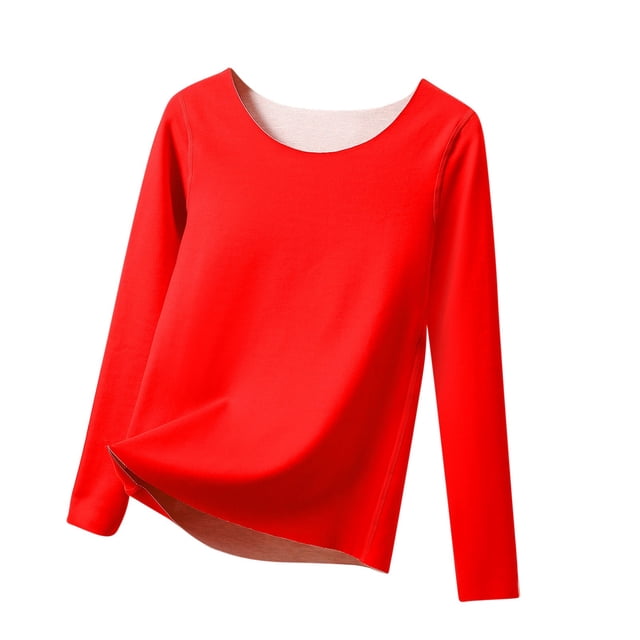AherBiu Pajamas Tops for Women Winter Basic Layer Top T Shirts Long Sleeve Crewneck Pjs Undershirts