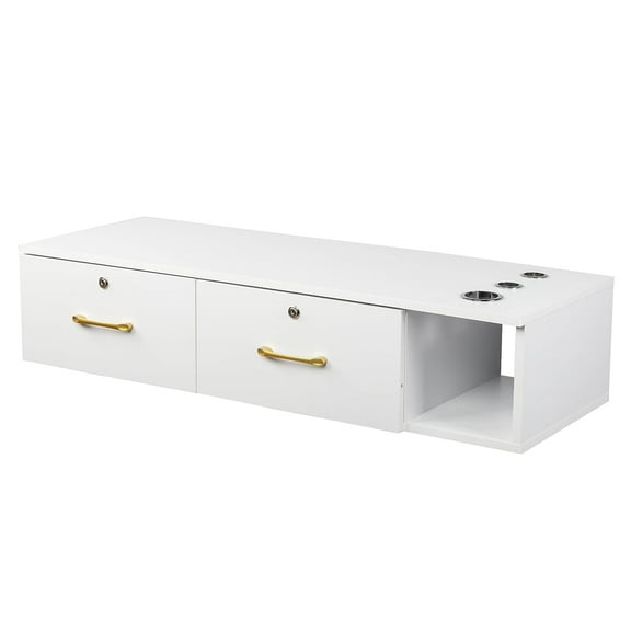 Winado Wall Mount Station with Drawers Styling Cabinet Open Storage Beauty Salon Spa Equipment, White