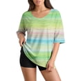 thumbnail image 3 of 3/4 Sleeve Tops For Women Soft Graphic Tees Womens Gradient Color Shirts Boho T Shirts For Women Cool T Shirts Half Sleeve V Neck Tops For Women Women's Novelty T-Shirts Work Tops, 3 of 6