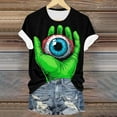 thumbnail image 2 of YDFCWXW Women Halloween Shirts Solid Shirt Spooky Tshirt Fall Eyeballs Graphic Tees Casual Short Sleeve Tops Green, L, 2 of 6