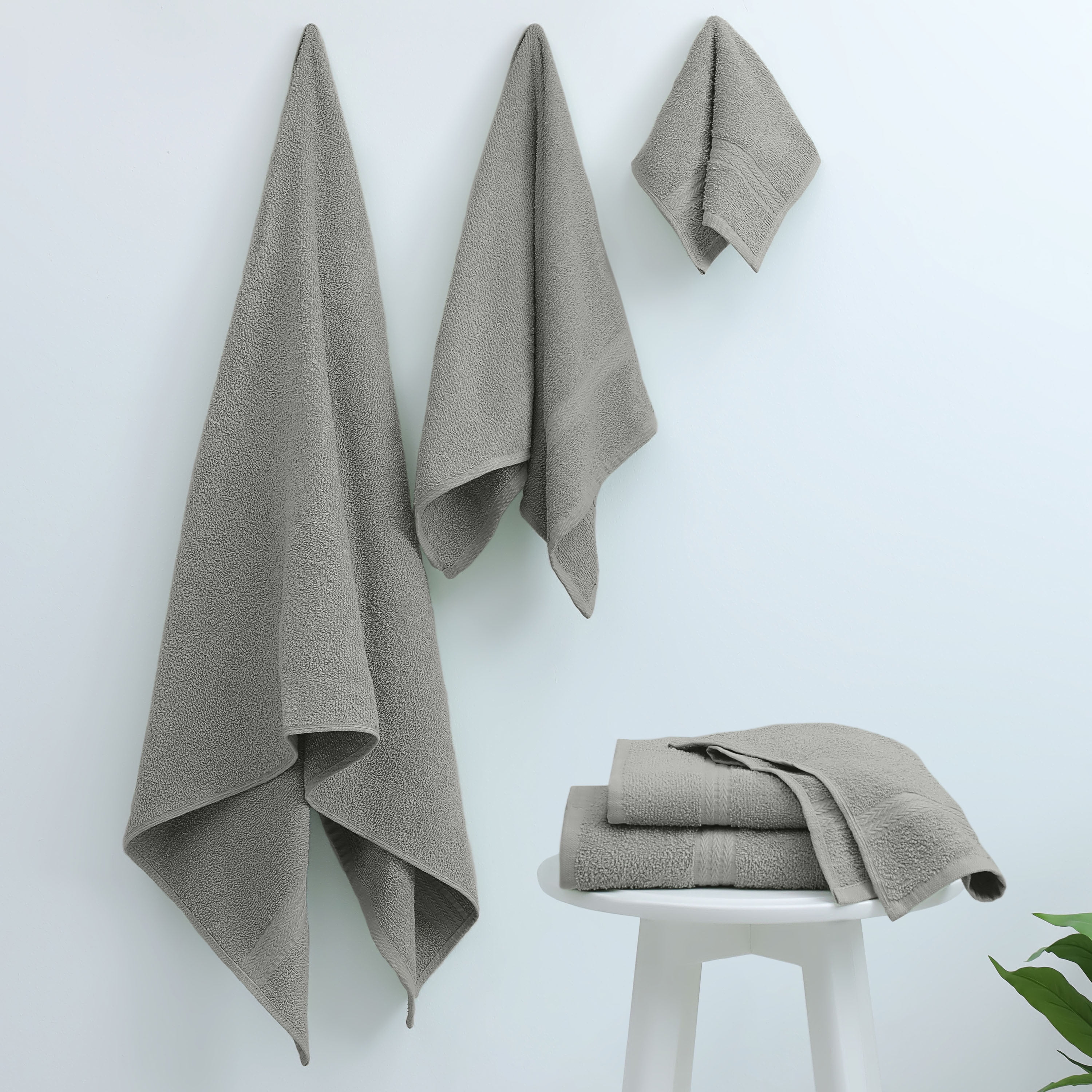Martex Easy Living 6-Piece Cotton Towel Set, Soft & Quick-Dry Towels, Grey
