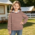 thumbnail image 3 of LEKWK Hoodies for Girls Striped Print Warm Long Sleeve Hooded Pullover Sweatshirt with Kangaroo Pocket Lightweight Tops Fall Winter Back to School Outdoor Size 3-14 Years, 3 of 8