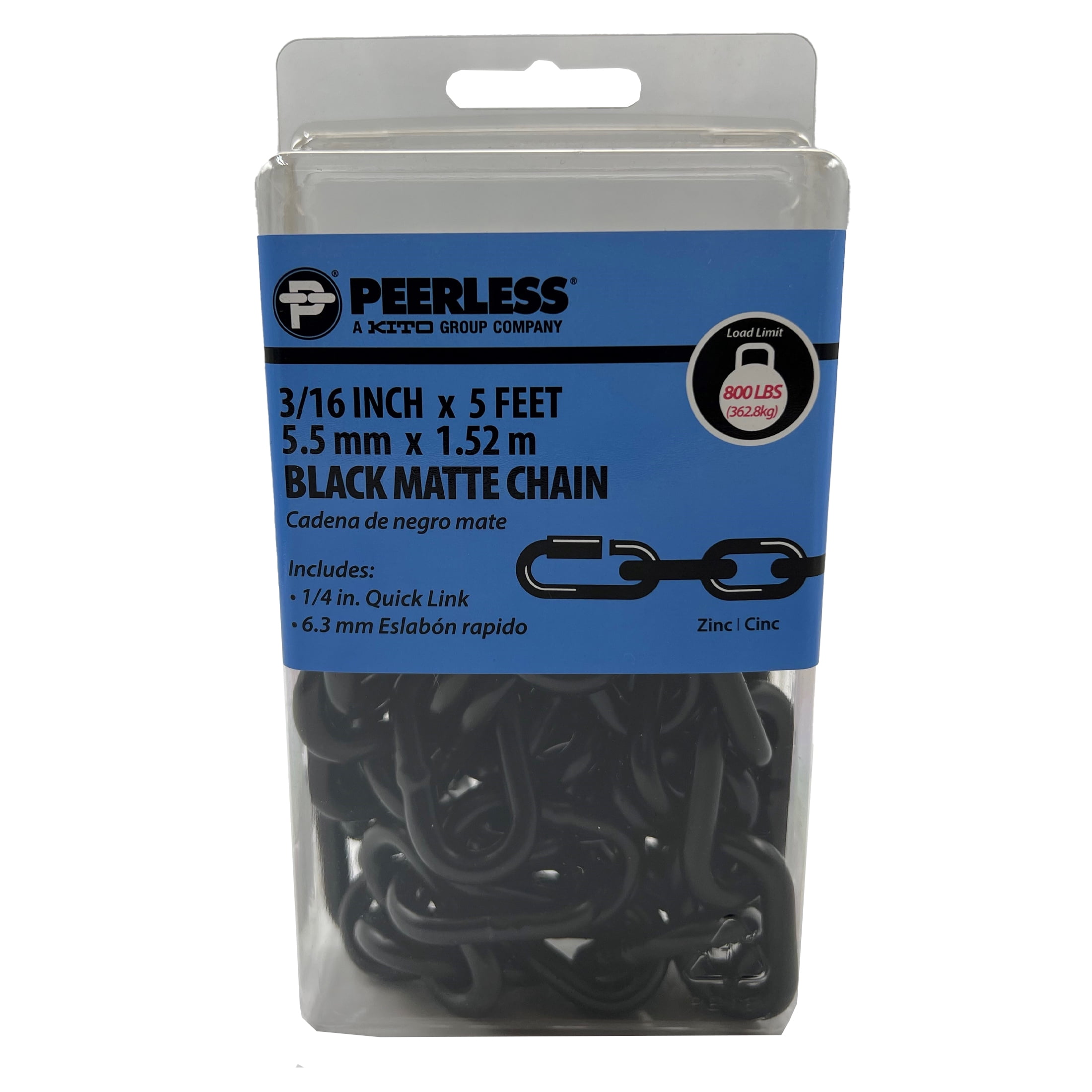 (2 pack) Peerless Chain Black Matte Chain Kit 3/16 in. x 5 ft, #4755205