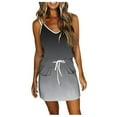 thumbnail image 1 of PENGXIANG Aviva Femmes Casual Gradient Robe V-Cou Sans Manches Sangle en Vrac Poche Mini Robe, 1 of 3