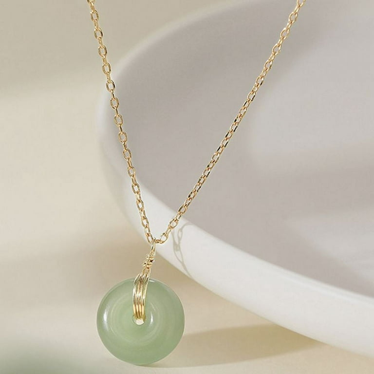 Yaoping Round Imitation Hetian Jade Pendant Necklaces Trendy Fine Jewelry  Clavicle Chain Valentine\'s Day Present