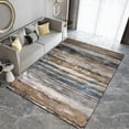 thumbnail image 3 of Washable Rug, Brown Blue Striped Abstract Machine Washable Area Rugs For Living Room, Distressed Vintage Wood Grain Modern Carpet For Bedroom Dining Room Kitchen Brown Rug 5' x 8', 3 of 6
